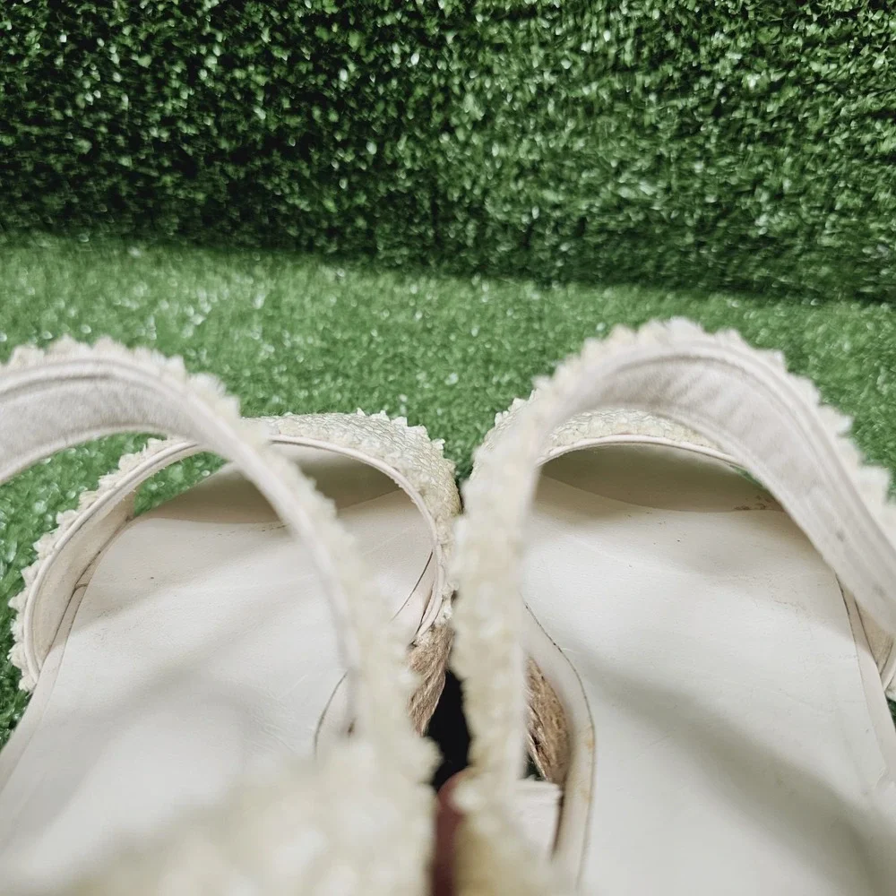 Stuart Weitzman Beige Espadrille Wedge Platform Sandals Womens Size 5 M